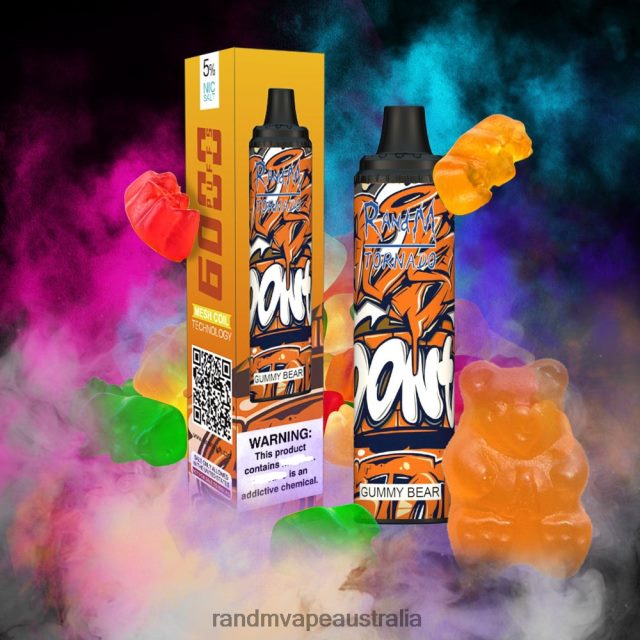 RandM Vape Australia - RandM Tornado 6000 Airflow Control Vape Pod Device 1Pc 6NRPJ4281 Gummy Bear