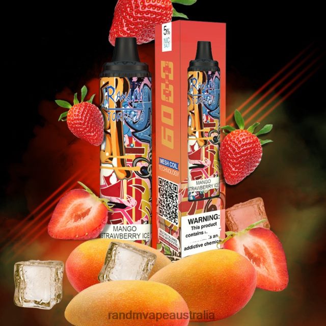 RandM Vape Flavour - RandM Tornado 6000 Airflow Control Vape Pod Device 1Pc 6NRPJ4289 Mango Strawberry Ice