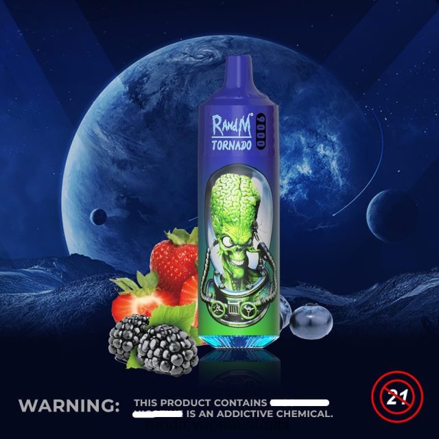 RandM Vape Australia - RandM Tornado 9000 Vape Pod Device 1Pc Version 2 6NRPJ4141 Mixed Berries