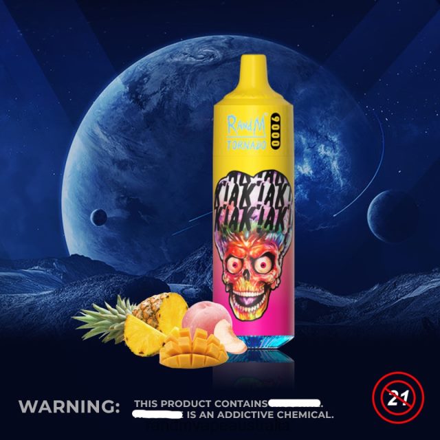 RandM Vape Melbourne - RandM Tornado 9000 Vape Pod Device 1Pc Version 1 6NRPJ4133 Peachy Mango Pineapple