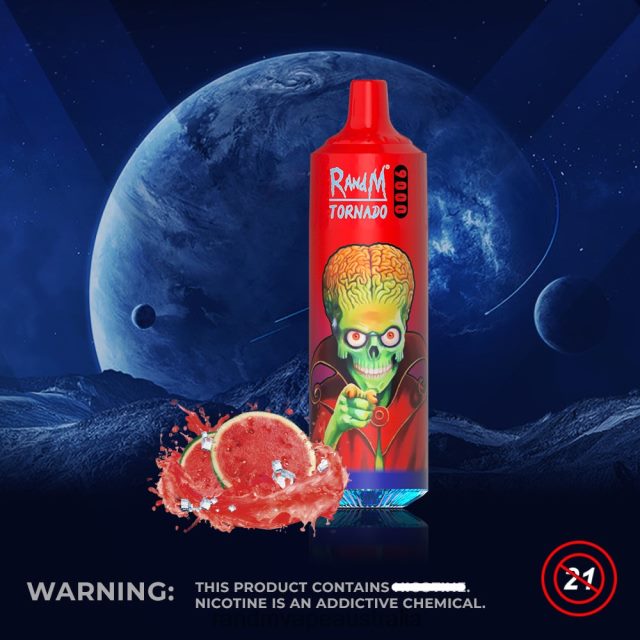 RandM Vape Sydney - RandM Tornado 9000 Vape Pod Device 1Pc Version 2 6NRPJ4147 Watermelon Brazz Ice