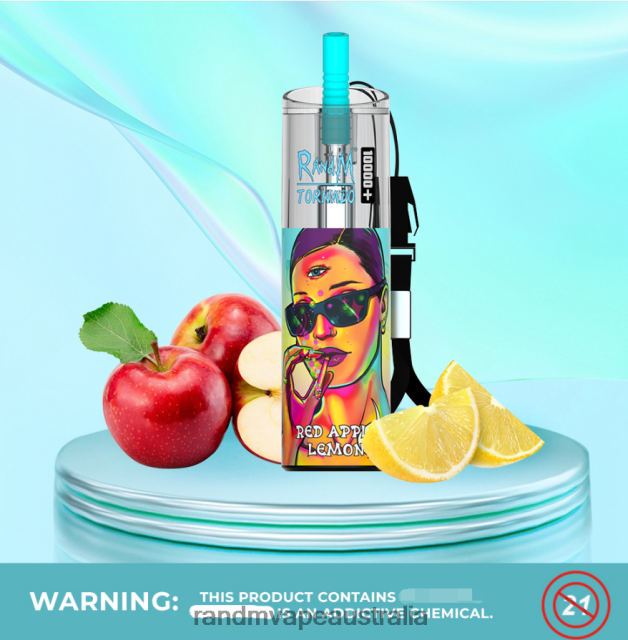 E Cigarette RandM - RandM Tornado 10000 Plus Airflow Control Vape Device 1Pc 6NRPJ480 Red Apple Lemon