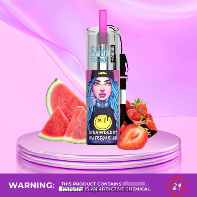 RandM Vape Flavour - RandM Tornado 10000 Plus Airflow Control Vape Device 1Pc 6NRPJ479 Strawberry Watermelon