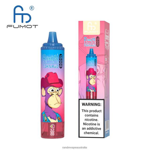 RandM Vape Australia - Fumot RandM Tornado 15000 Vape Device With Battery And Ejuice Display Version 1 6NRPJ421 Blueberry On Ice