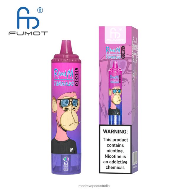 RandM Vape Australia - Fumot RandM Tornado 15000 Vape Device With Battery And Ejuice Display Version 1 6NRPJ421 Blueberry On Ice