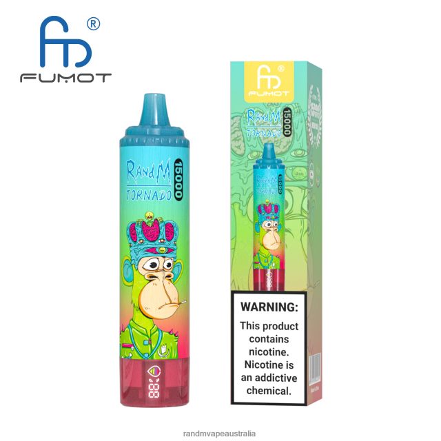 RandM Vape Flavour - Fumot RandM Tornado 15000 Vape Device With Battery And Ejuice Display Version 1 6NRPJ419 Sour Apple