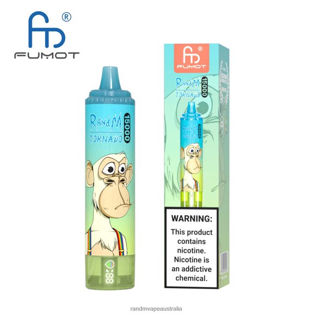 RandM Vape Flavour - Fumot RandM Tornado 15000 Vape Device With Battery And Ejuice Display Version 1 6NRPJ419 Sour Apple