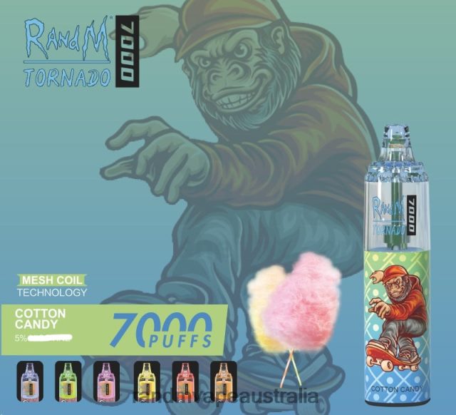 RandM Vape Australia - RandM Tornado 7000 Airflow Control Vape Device 1Pc 6NRPJ4181 Cotton Candy