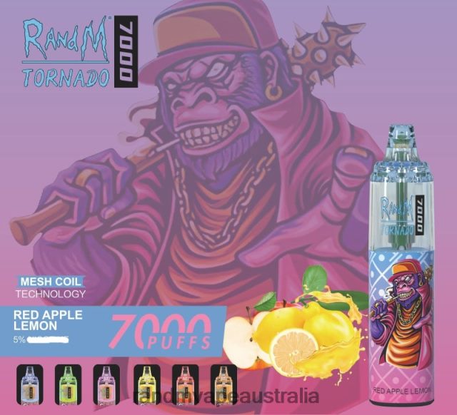 RandM Vape Flavour - RandM Tornado 7000 Airflow Control Vape Device 1Pc 6NRPJ4179 Red Apple Lemon