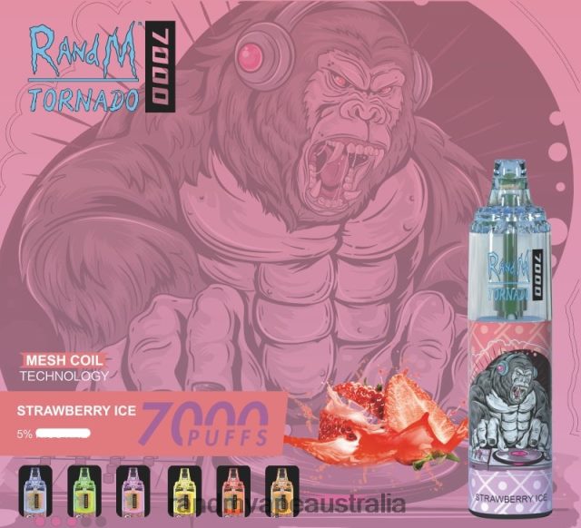 RandM Vape Melbourne - RandM Tornado 7000 Airflow Control Vape Device 1Pc 6NRPJ4183 Strawberry Ice