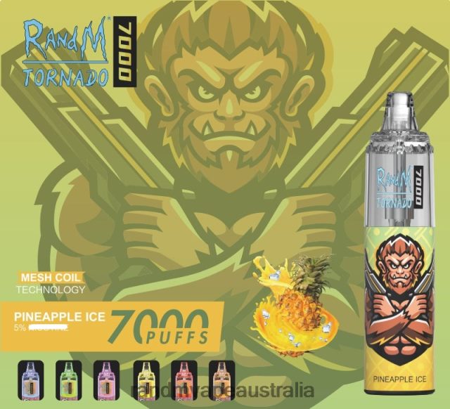 RandM Vapes Australia - RandM Tornado 7000 Airflow Control Vape Device 1Pc 6NRPJ4182 Strawberry Banana